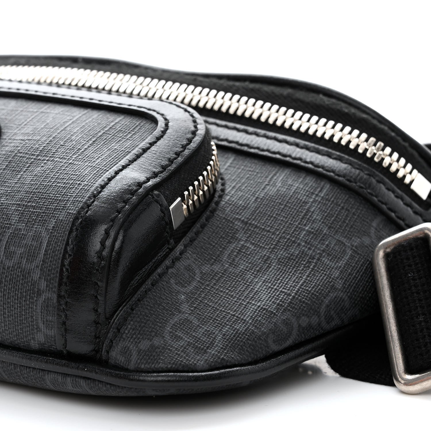 Gucci GG Supreme Monogram Textured Calfskin Retro Interlocking G Belt Bag Black 11 of 11