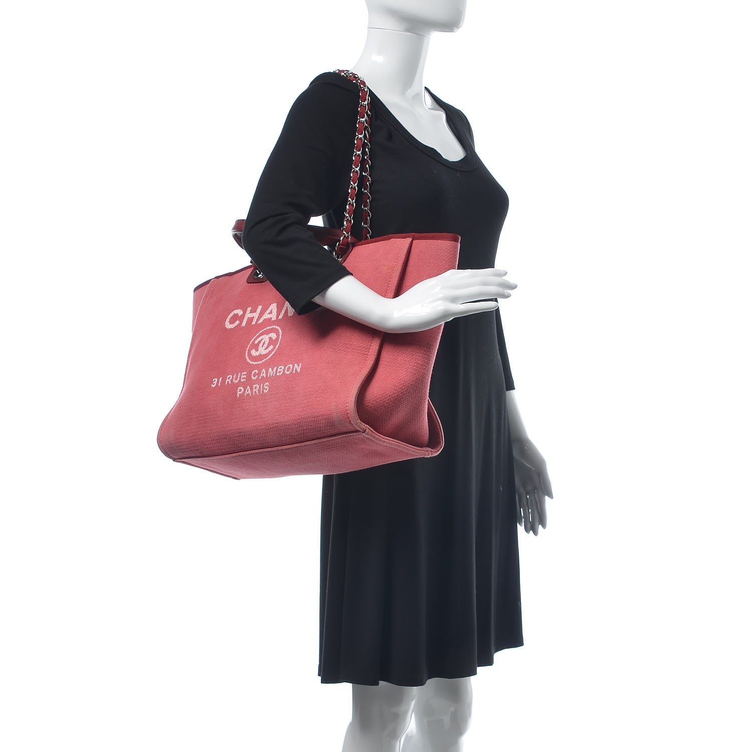 Chanel Canvas Large Deauville Tote Red 2 of 14