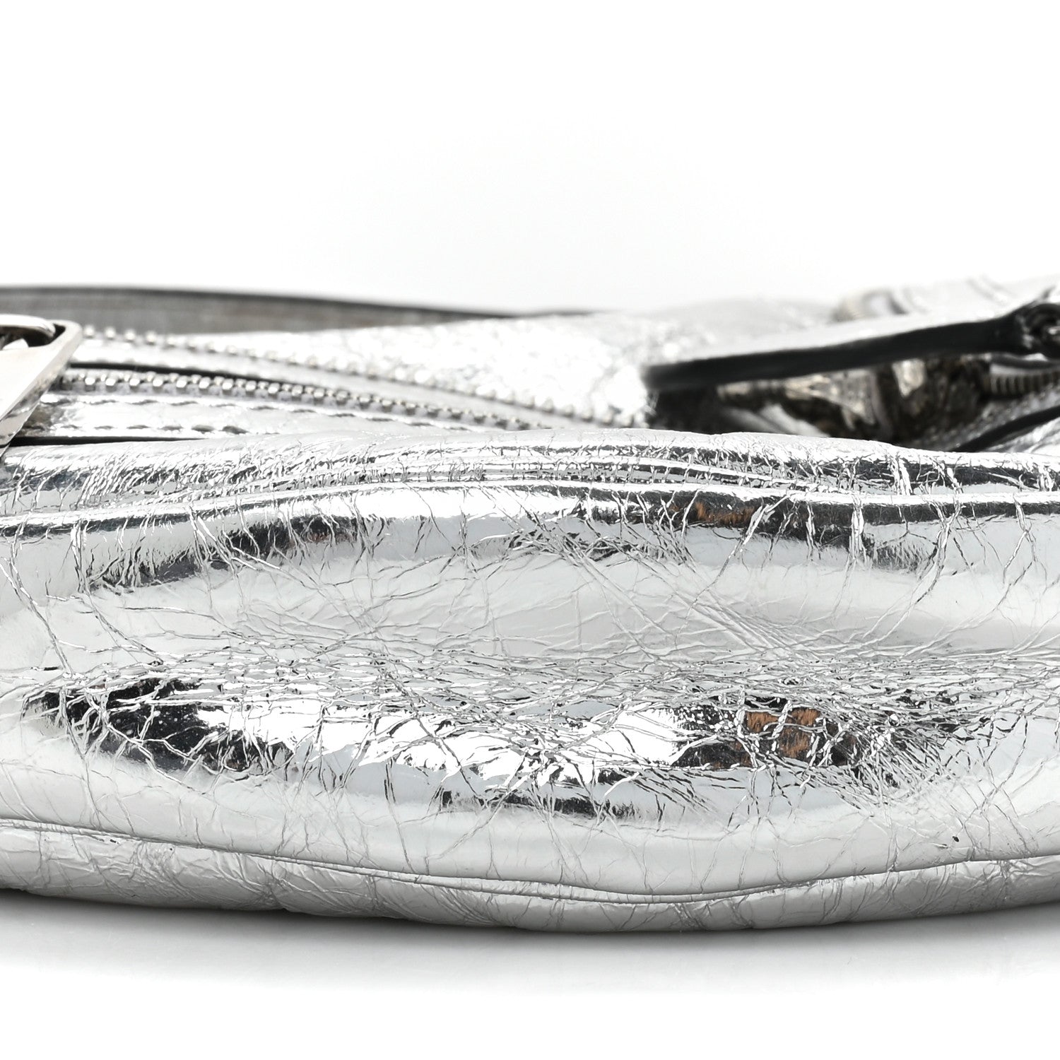 Versace Metallic Calfskin Small Repeat Zip Hobo Silver 8 of 8