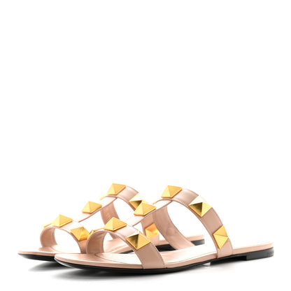 Valentino Garavani Calfskin Roman Stud Flat Slide Sandals 39.5 Rose Cannelle 3 of 14