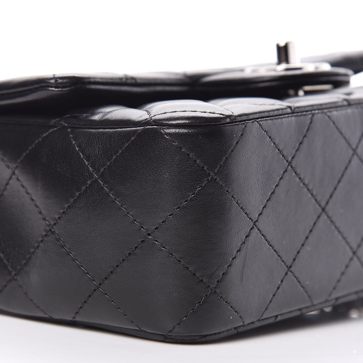Lambskin Quilted Mini Rectangular Flap Black