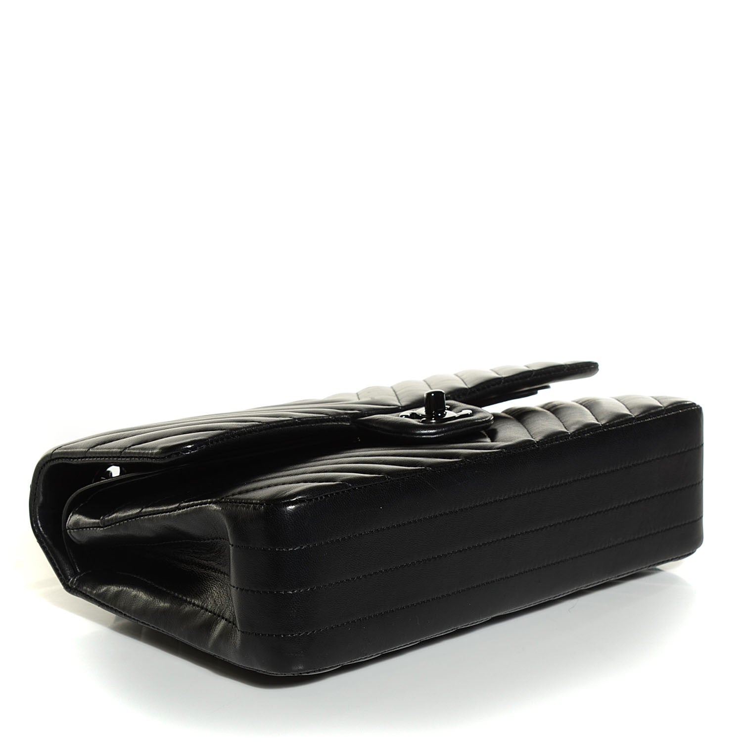 Chanel Lambskin Chevron 11.12 Medium Double Flap So Black 5 of 9