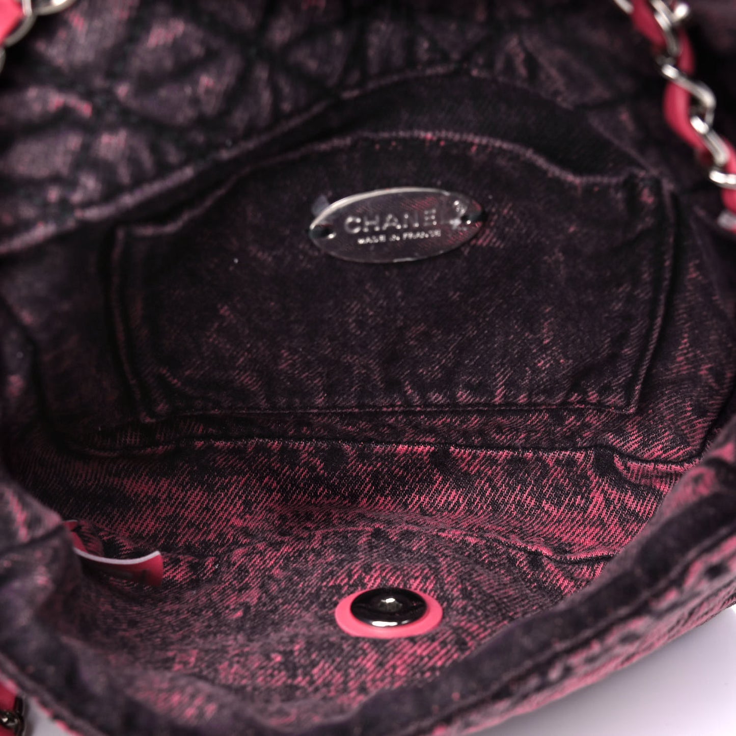 Washed Denim Quilted Small Denimpression Flap Red Black