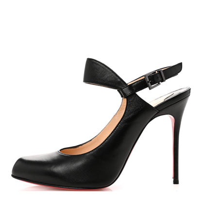 Christian Louboutin Nappa Hippique 100 Slingback Heels 38 Black 1 of 9