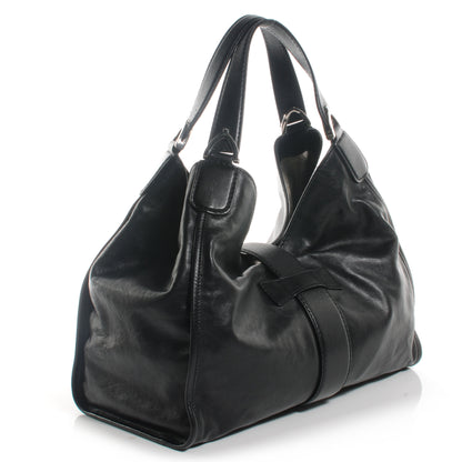Gucci Washed Leather Medium Soft Stirrup Top Handle Bag Black 3 of 7