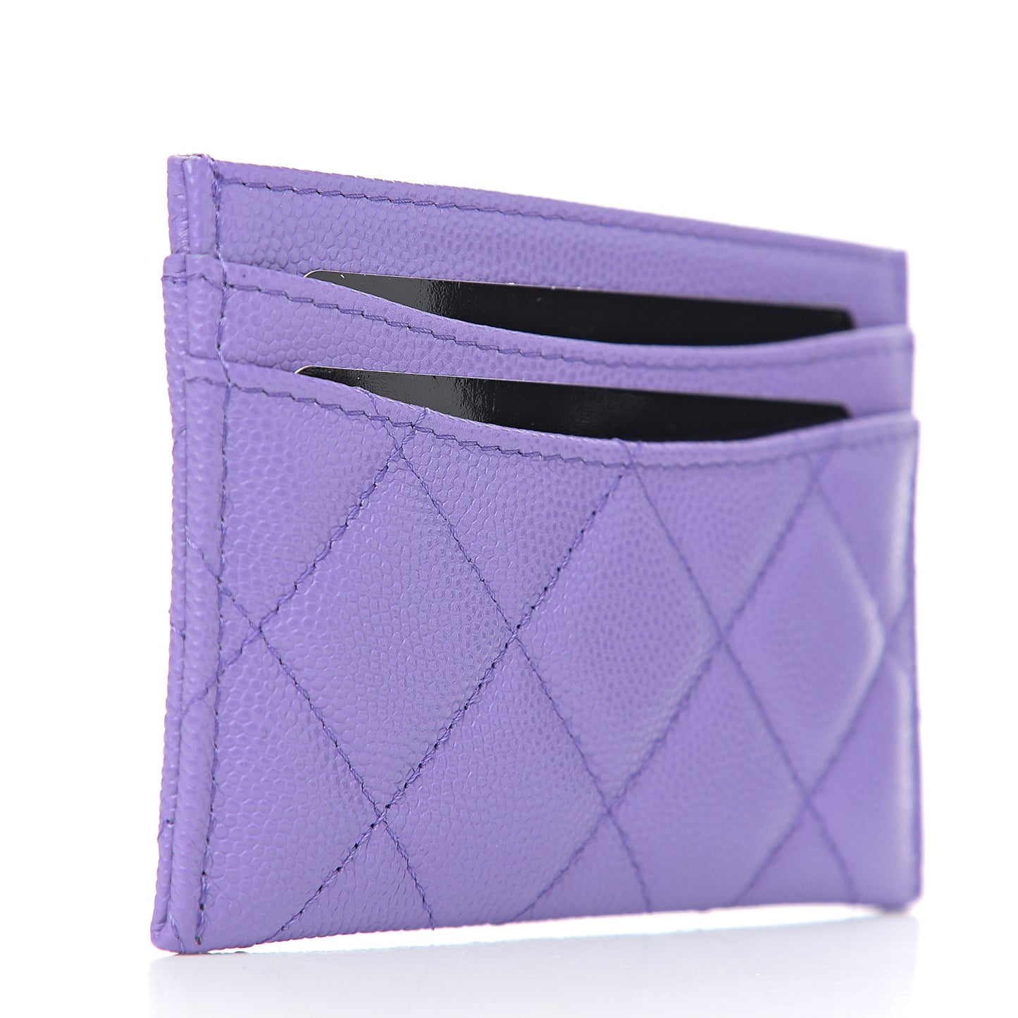 Caviar Quilted Card Holder Purple