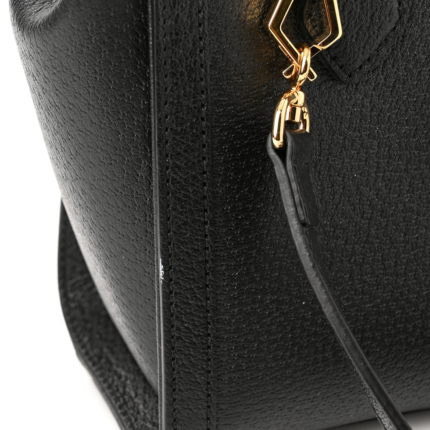 Textured Calfskin Web Small Ophidia Tote Bag Black