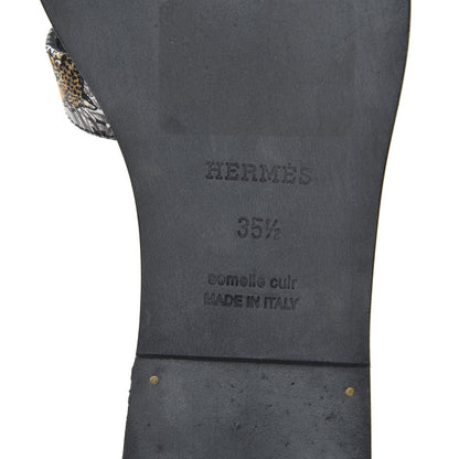 Hermes Silk Printed Equateur Tattoo Oran Sandals 35.5 Black 9 of 9
