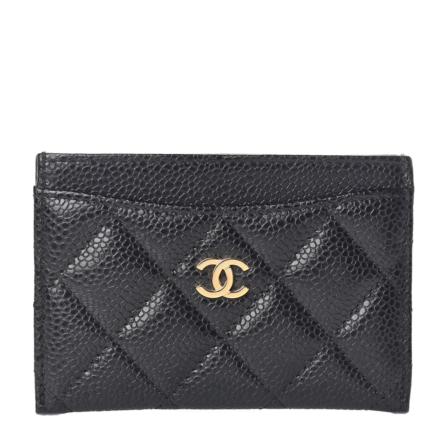 Caviar Quilted Card Holder Black
