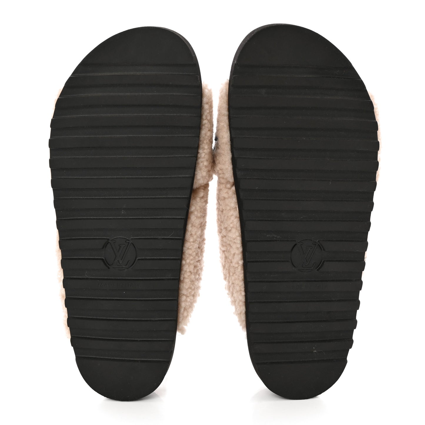Shearling Calfskin Paseo Flat Comfort Sandal 38 Beige