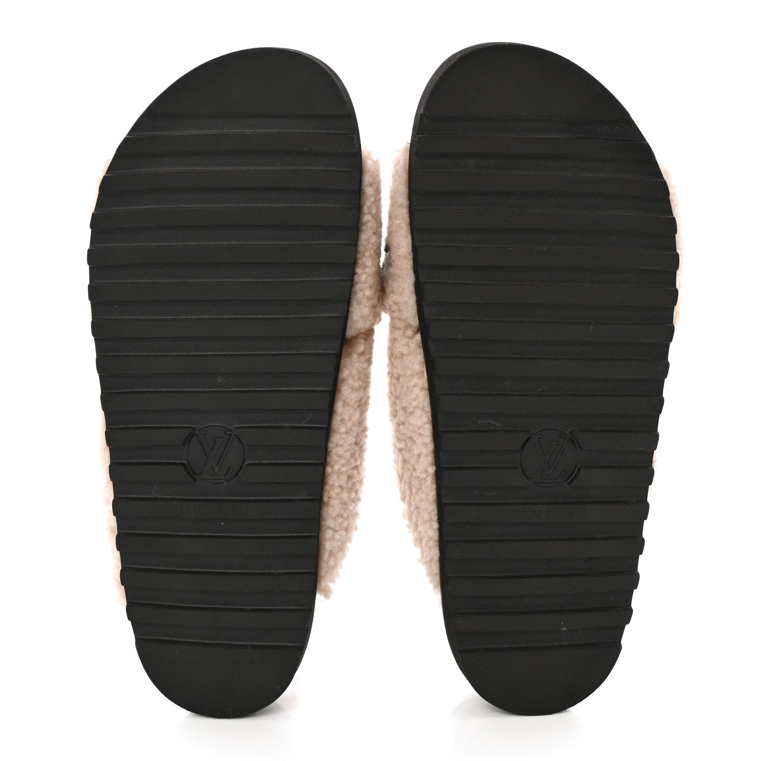 Louis Vuitton Shearling Calfskin Paseo Flat Comfort Sandal 38 Beige 5 of 8