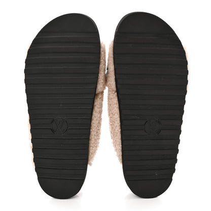 Louis Vuitton Shearling Calfskin Paseo Flat Comfort Sandal 38 Beige 5 of 8