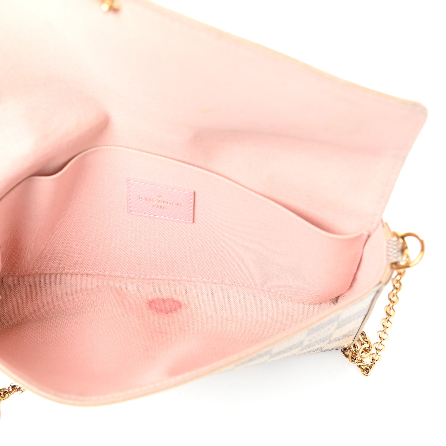 Louis Vuitton Damier Azur Pochette Felicie Chain Wallet Rose Ballerine 5 of 10