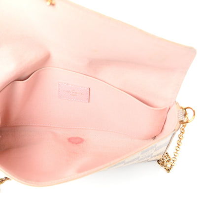 Louis Vuitton Damier Azur Pochette Felicie Chain Wallet Rose Ballerine 5 of 10