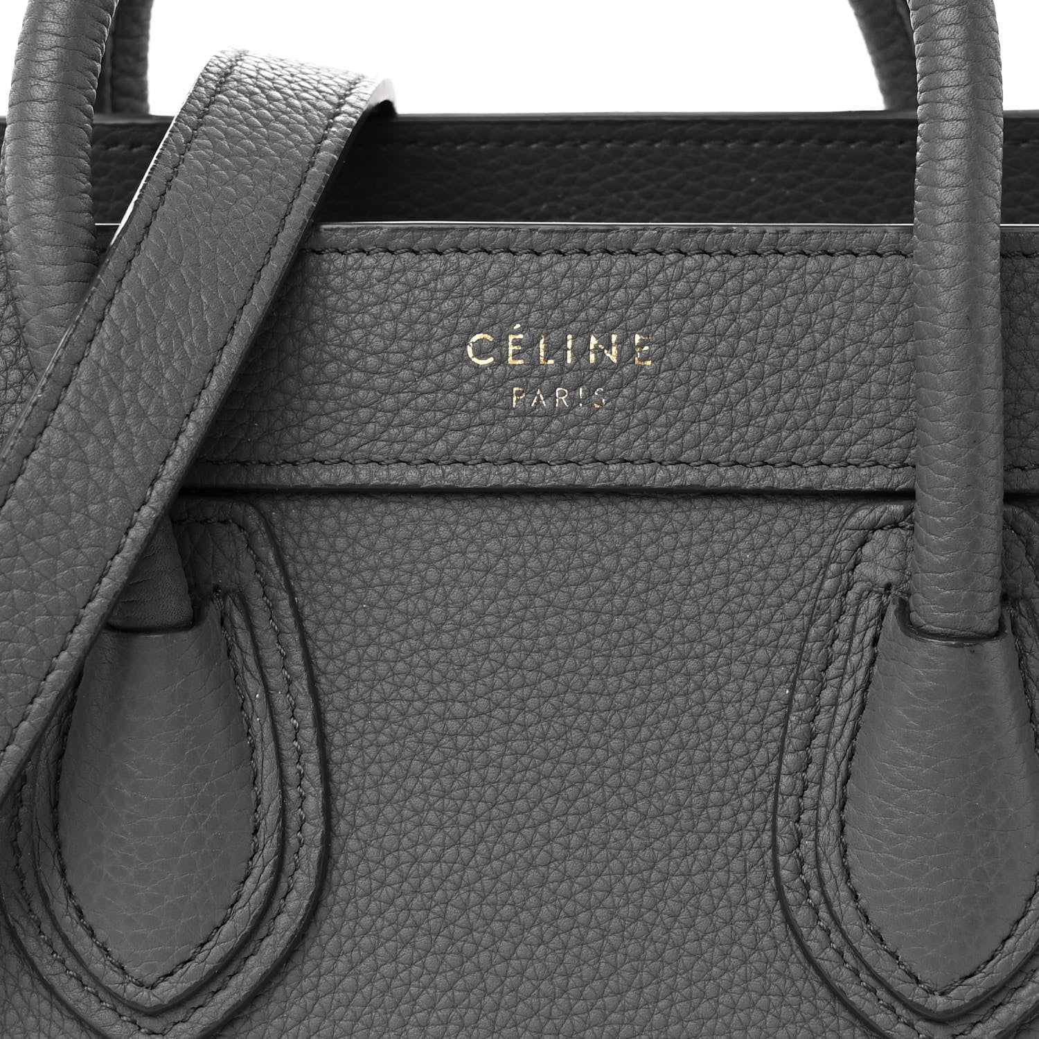 Celine Drummed Calfskin Nano Luggage Kohl 8 of 14