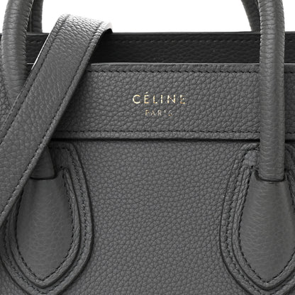 Celine Drummed Calfskin Nano Luggage Kohl 8 of 14