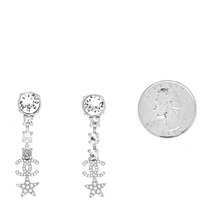 Chanel Crystal Starfall Drop CC Earrings Silver 2 of 4