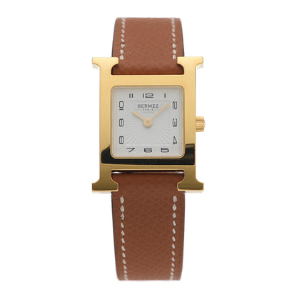 Hermes Stainless Steel Epsom 21mm Heure H Hour Quartz Watch Gold 1 of 5