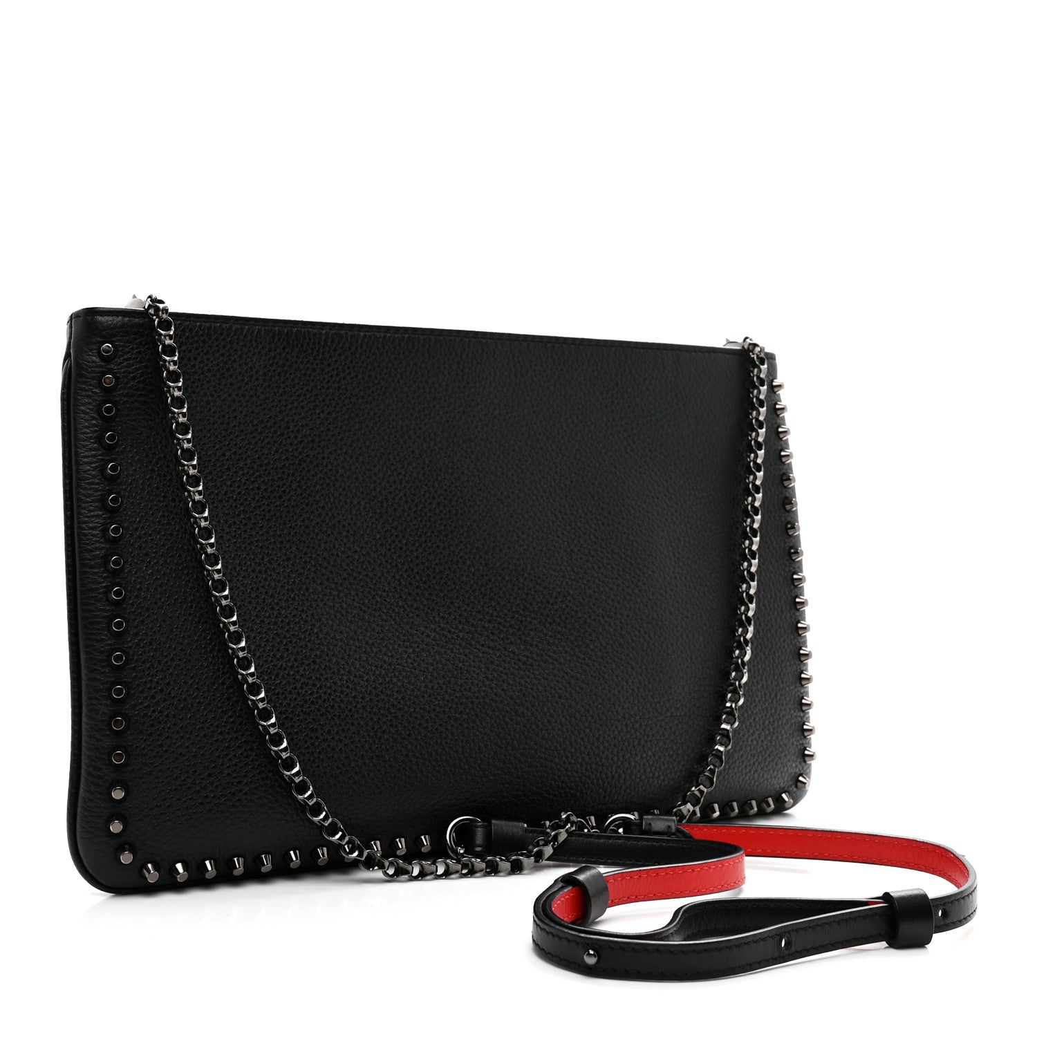 Christian Louboutin Calfskin Studded Loubiposh Clutch Black 2 of 8