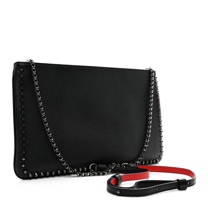 Christian Louboutin Calfskin Studded Loubiposh Clutch Black 2 of 8
