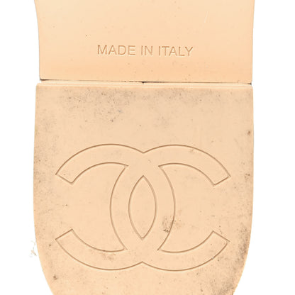 Chanel Lambskin Quilted CC Slip On Platform Sandals 36 Beige 6 of 9