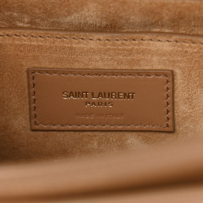 Saint Laurent Smooth Calfskin Medium Monogram Sunset Satchel Natural Tan 10 of 11