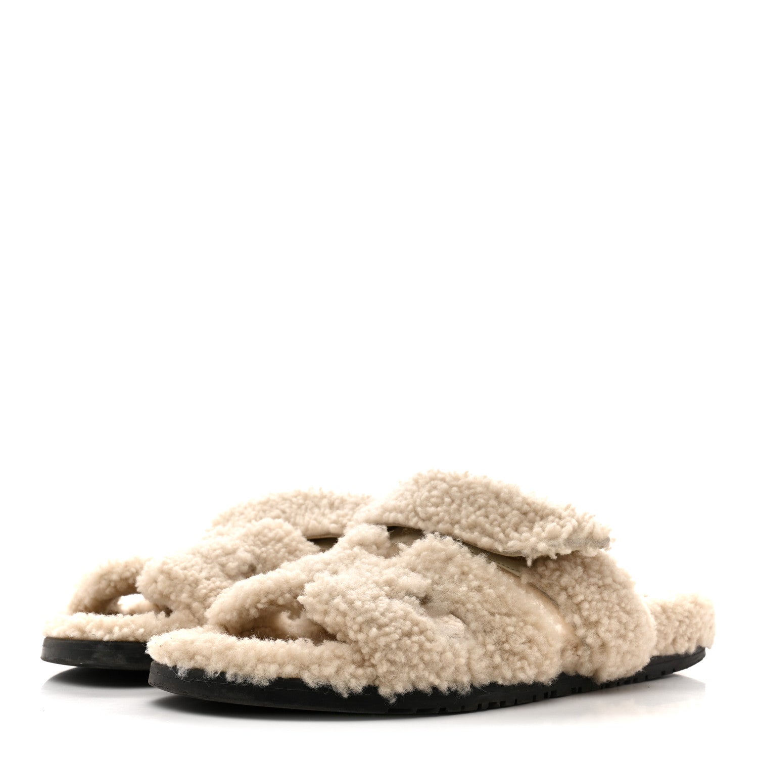 Hermes Woolskin Womens Chypre Sandals 40 Ecru 4 of 9