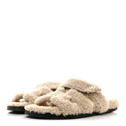 Hermes Woolskin Womens Chypre Sandals 40 Ecru 4 of 9
