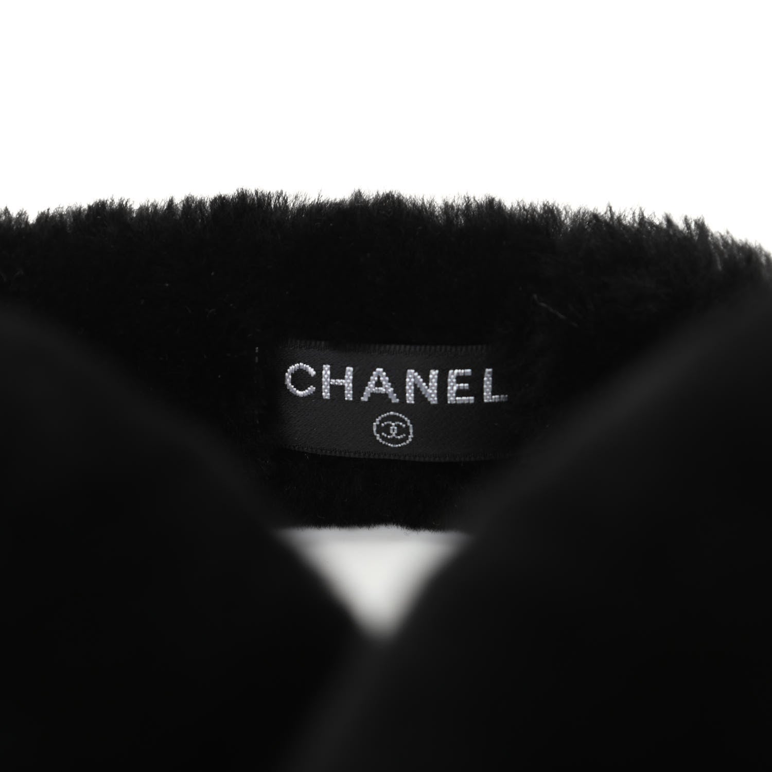 Chanel Shearling CC Ear Muffs Black White 4 of 8