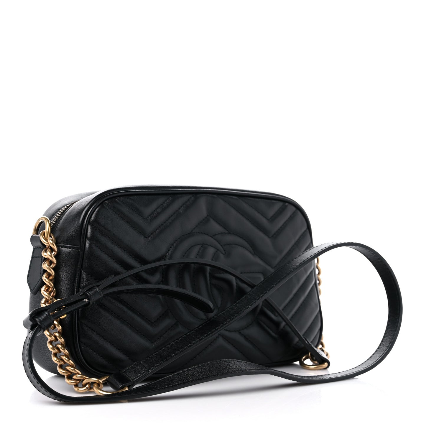 Calfskin Matelasse Small GG Marmont Chain Shoulder Bag Black