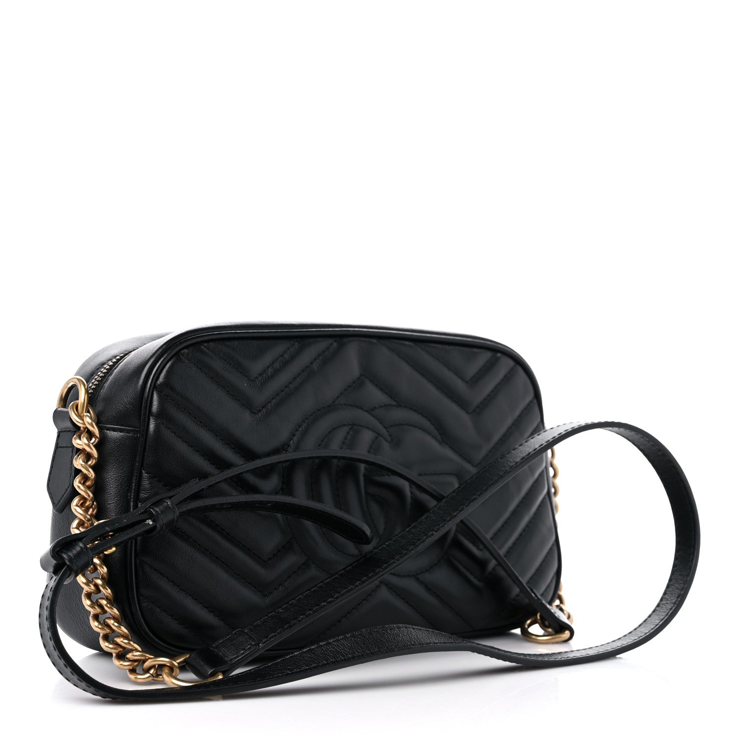 Gucci Calfskin Matelasse Small GG Marmont Chain Shoulder Bag Black 3 of 15