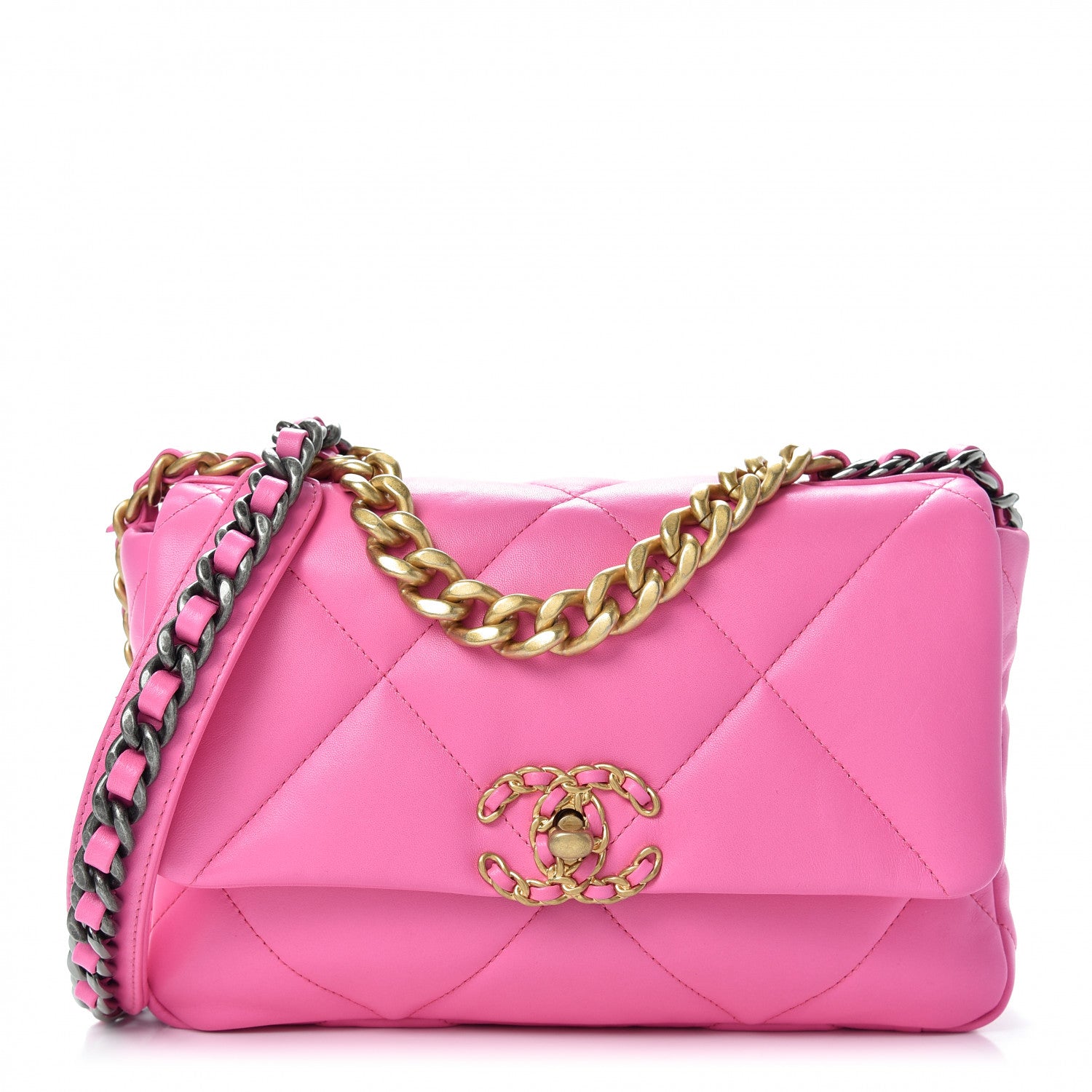 Chanel Lambskin Quilted Medium Chanel 19 Flap Neon Pink 1 of 10