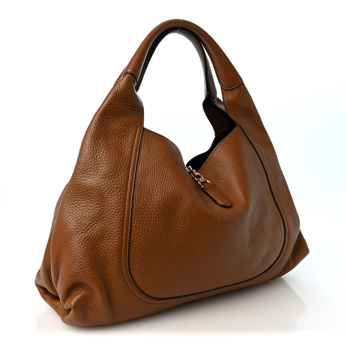 Grained Calfskin Softbit Maxi Shoulder Bag Brown