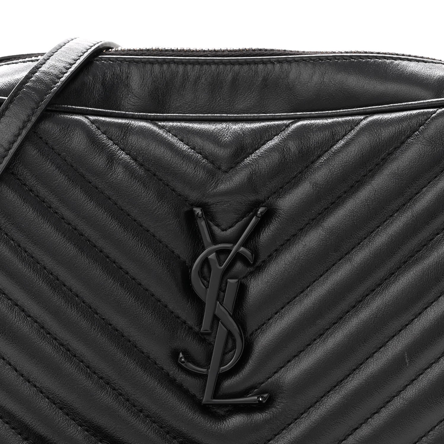 Saint Laurent Calfskin Matelasse Monogram Monochrome Lou Camera Bag Black 8 of 13