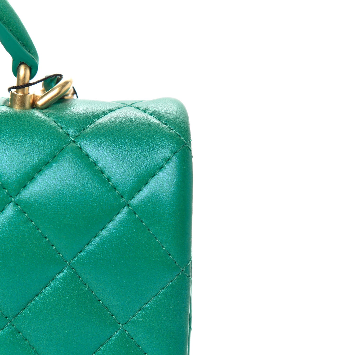 Chanel Iridescent Lambskin Quilted Mini Top Handle Rectangular Flap Green 11 of 11