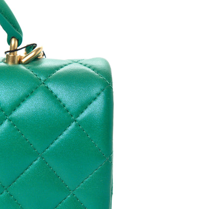 Chanel Iridescent Lambskin Quilted Mini Top Handle Rectangular Flap Green 11 of 11