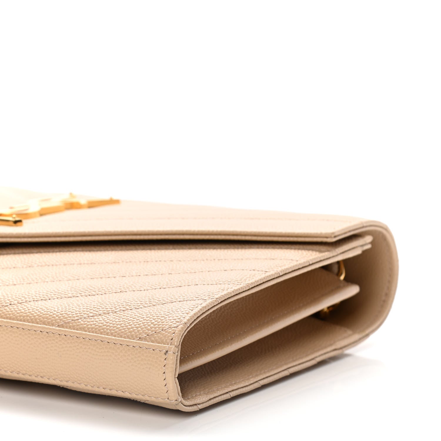 Saint Laurent Grain De Poudre Matelasse Chevron Monogram Chain Wallet Nude Powder 9 of 10
