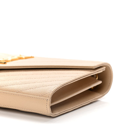 Saint Laurent Grain De Poudre Matelasse Chevron Monogram Chain Wallet Nude Powder 9 of 10