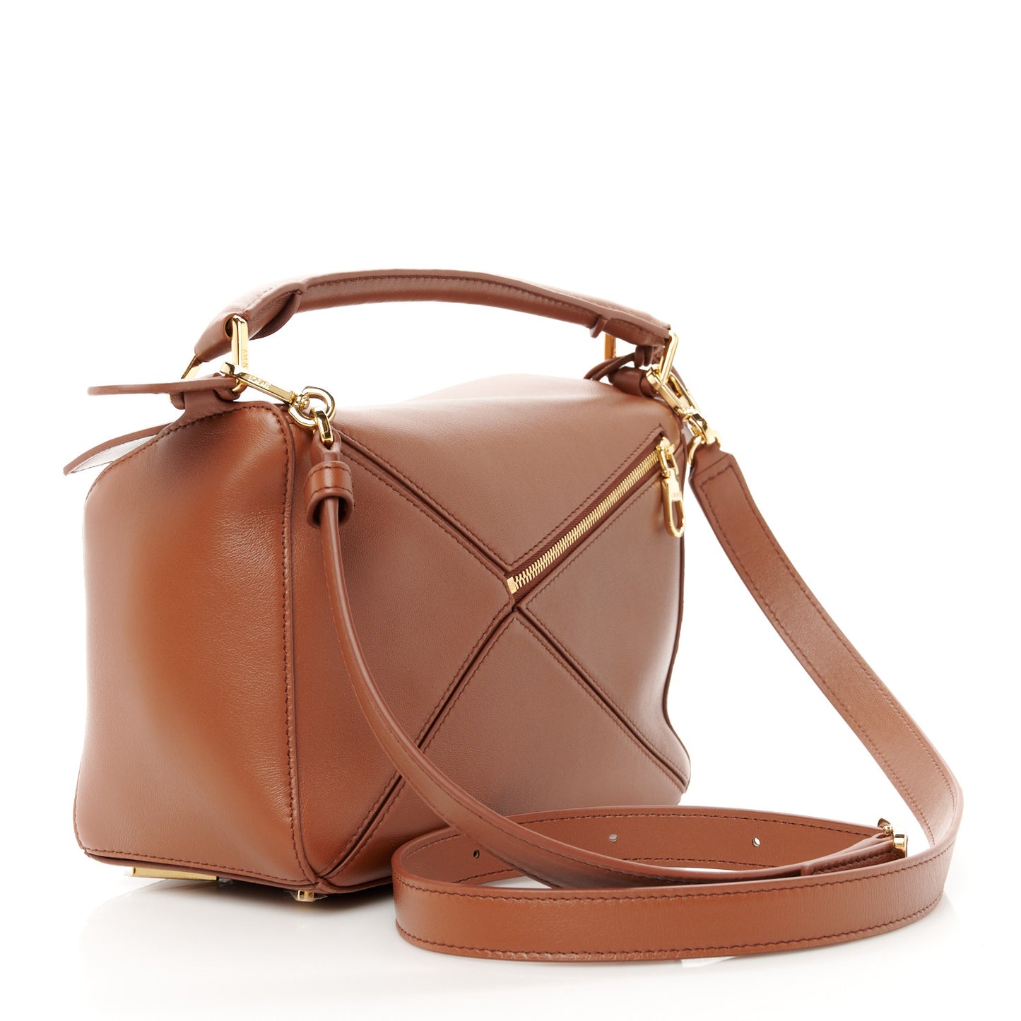 Nappa Lambskin Small Featherlight Puzzle Bag Pecan