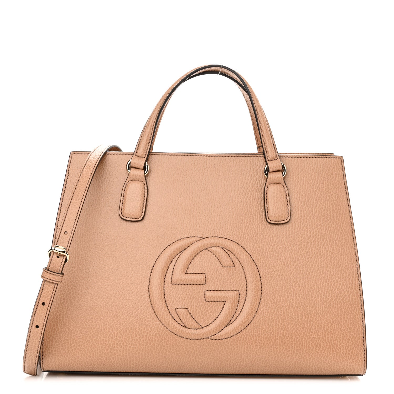 Gucci Dollar Calfskin Large Soho Top Handle Satchel Camelia 1 of 10