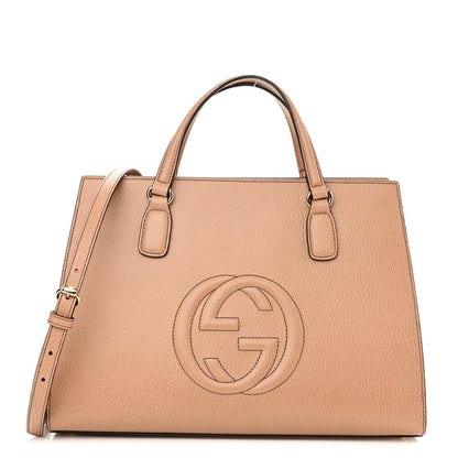 Gucci Dollar Calfskin Large Soho Top Handle Satchel Camelia 1 of 10