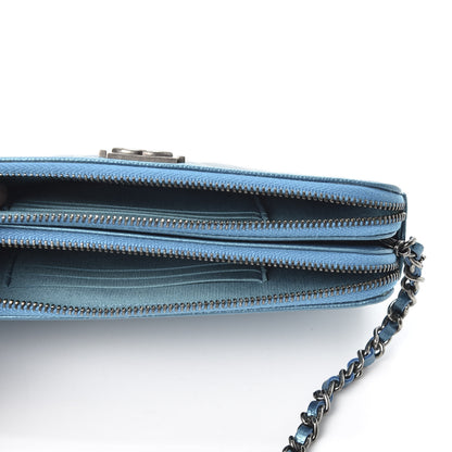 Chanel Metallic Caviar Quilted Small Boy Clutch With Chain Turquoise 4 of 10