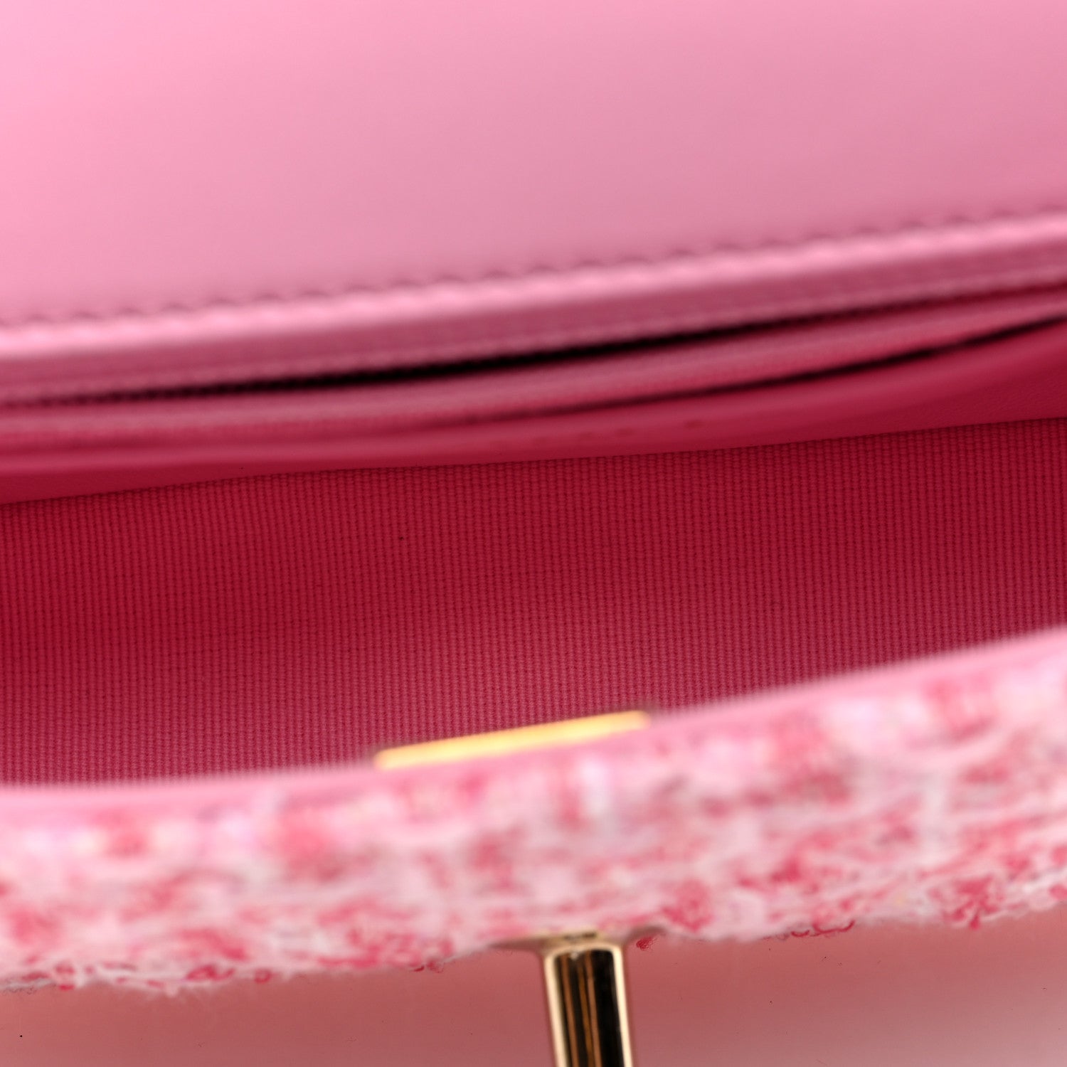 Chanel Tweed Resin Quilted Mini Heart Square Flap Pink White 5 of 10
