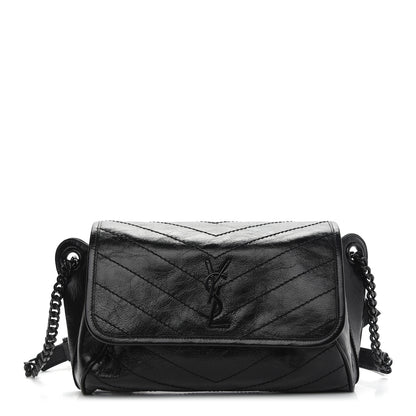 Saint Laurent Crinkled Calfskin Matelasse Monogram Niki Body Bag Black 1 of 8