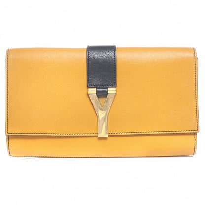 Saint Laurent Leather ChYc Bi-Color Clutch Saffron Black 1 of 7