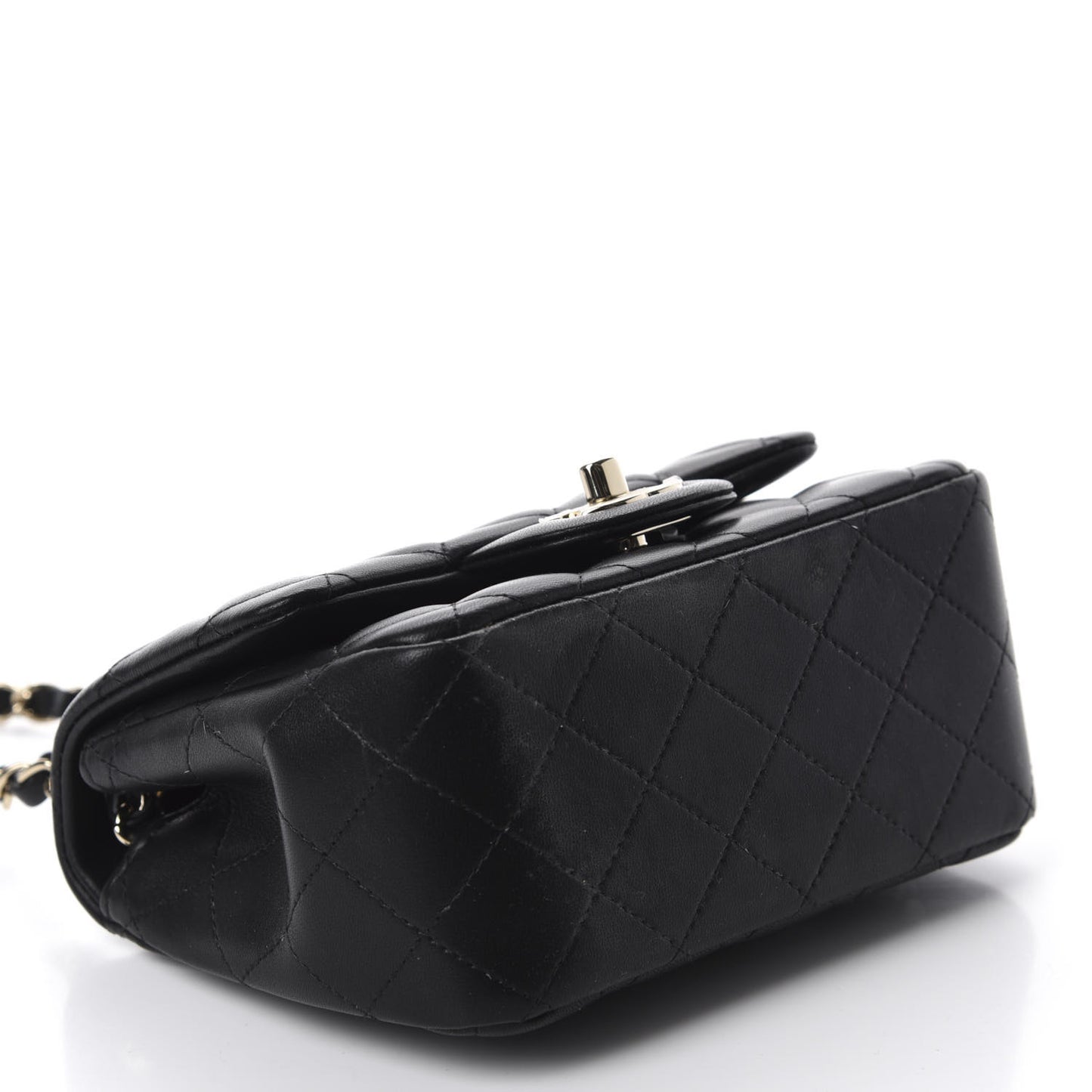 Lambskin Quilted Mini Square Flap Black