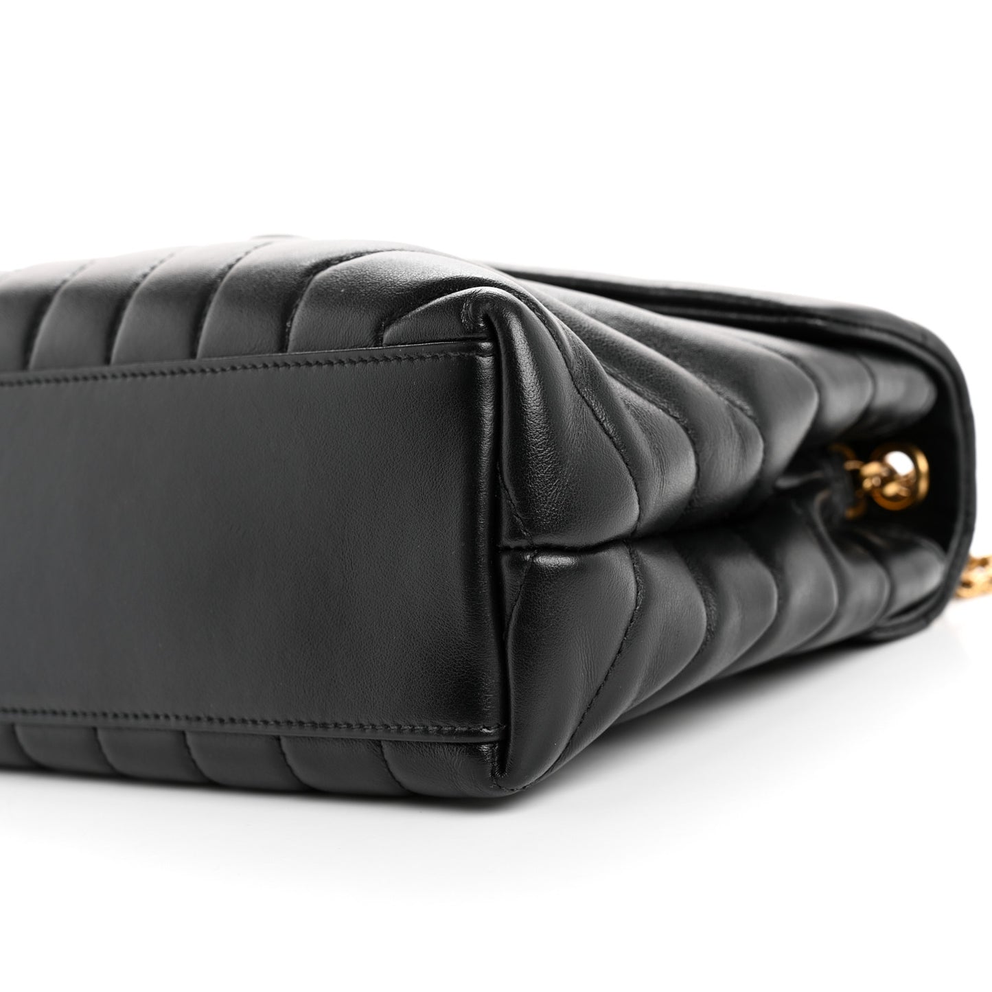 Calfskin Y Quilted Monogram Small Loulou Chain Satchel Black