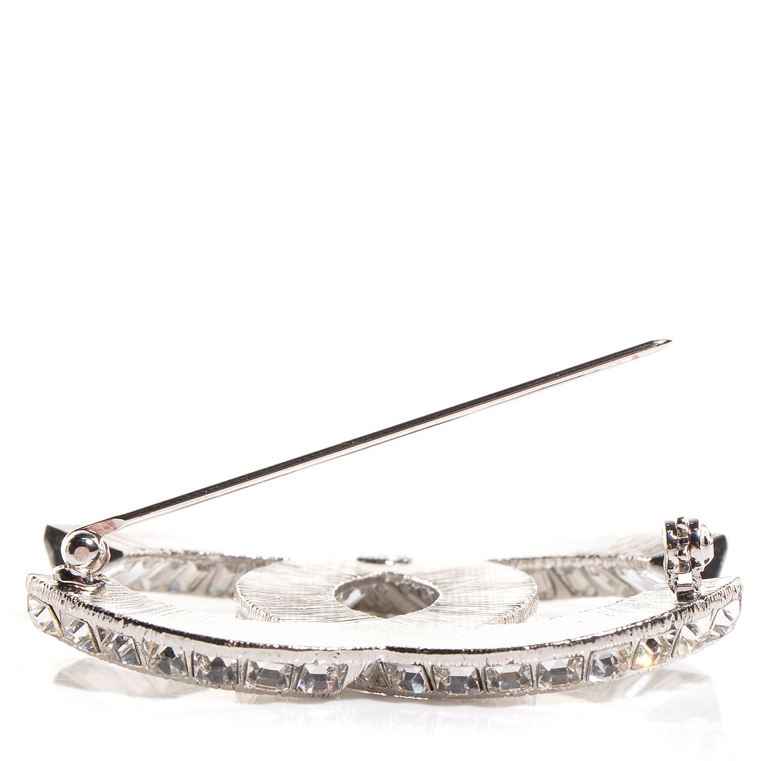 Chanel Baguette Crystal CC Brooch Silver 3 of 5