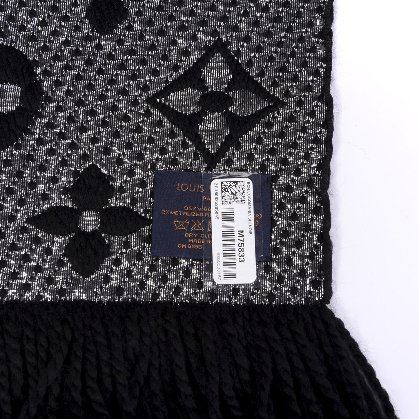Wool Silk Logomania Shine Scarf Black