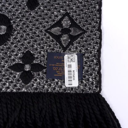Louis Vuitton Wool Silk Logomania Shine Scarf Black 2 of 3